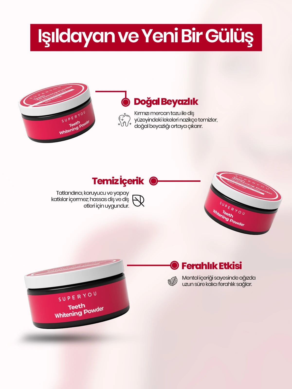 Diş Beyazlatıcı Kırmızı Mercan Tozu (50 gr)